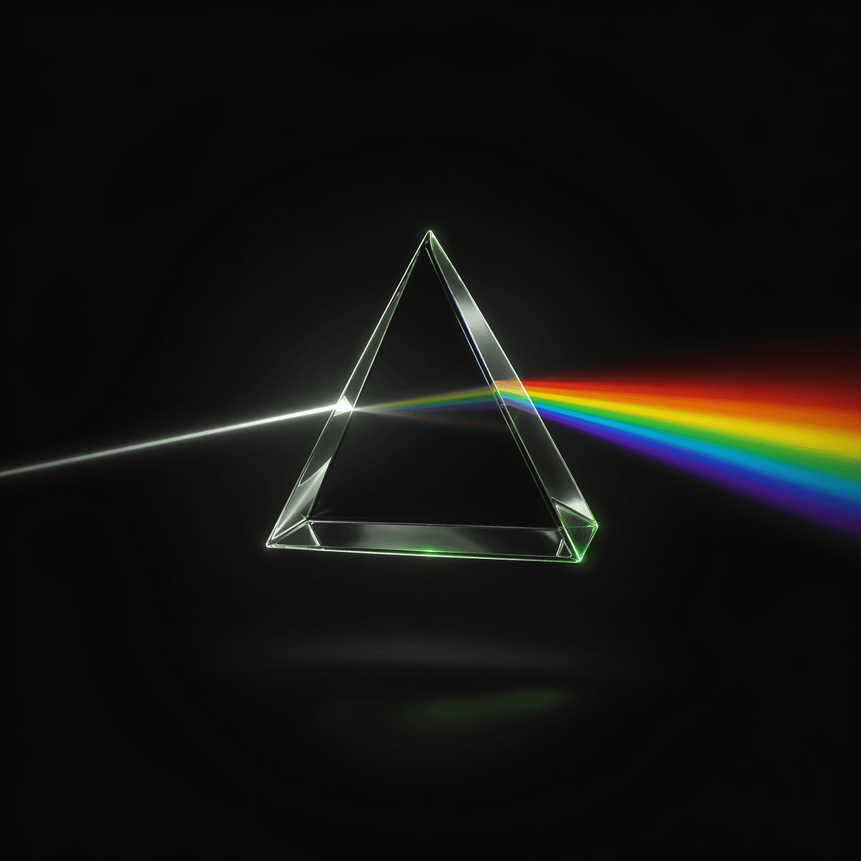 Prisma de cristal refractando luz en un arcoíris, representando la creación de un diseño web único y a la medida